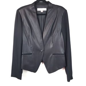 Boston Proper Black Vegan Leather Blazer Size 16